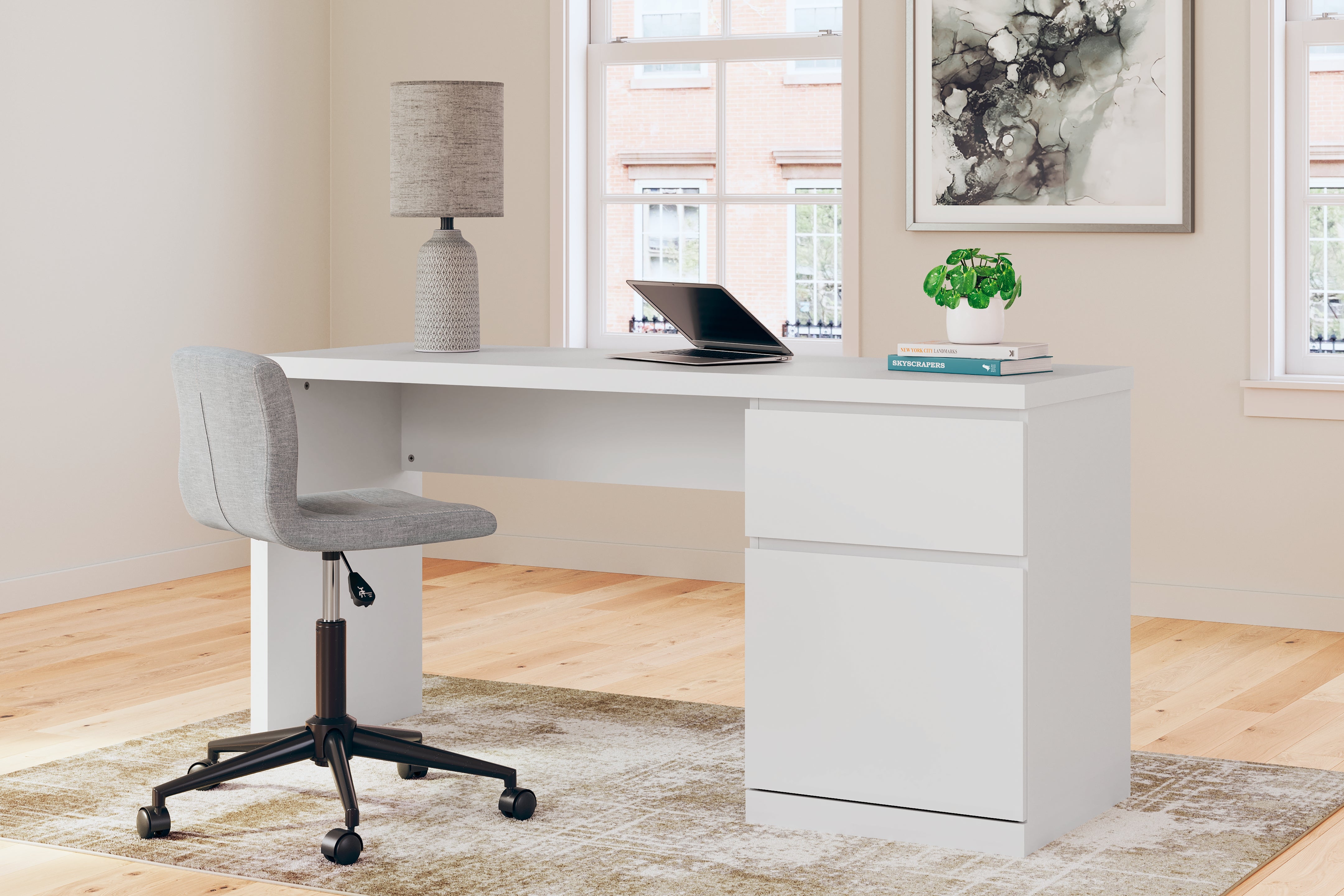 Coral Furniture - Ashley Furniture - Onita Office Desk - Home Office Desk / White - H9630-134