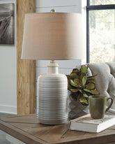 Coral Furniture - Ashley Furniture - Marnina Lighting - Ceramic Table Lamp (Set of 2) / Taupe - L121854