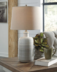 Coral Furniture - Ashley Furniture - Marnina Lighting - Ceramic Table Lamp (Set of 2) / Taupe - L121854