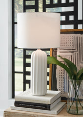 Coral Furniture - Ashley Furniture - Clarkland Lighting - Ceramic Table Lamp (Set of 2) / White - L177974