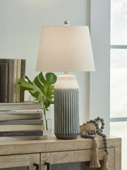 Coral Furniture - Ashley Furniture - Afener Lighting - Ceramic Table Lamp (Set of 2) / Blue/Beige - L177984