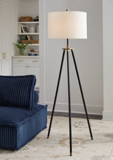 Coral Furniture - Ashley Furniture - Cashner Lighting - Metal Floor Lamp (1/CN) / Black/Gold Finish - L206101
