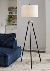 Coral Furniture - Ashley Furniture - Cashner Lighting - Metal Floor Lamp (1/CN) / Black/Gold Finish - L206101