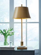 Coral Furniture - Ashley Furniture - Fritzburn Lighting - Metal Table Lamp (1/CN) / Gold Finish/White - L208444