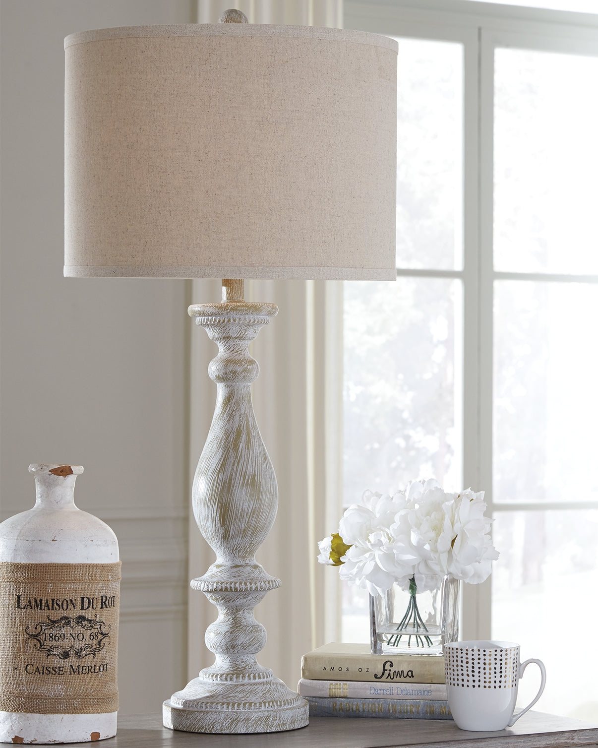 Coral Furniture - Ashley Furniture - Bernadate Lighting - Poly Floor Lamp (1/CN) / Whitewash - L235341