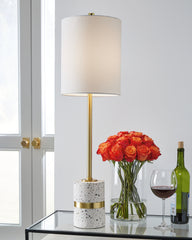 Coral Furniture - Ashley Furniture - Maywick Lighting - Table Lamp (Set of 2) / White/Brass Finish - L235674X2
