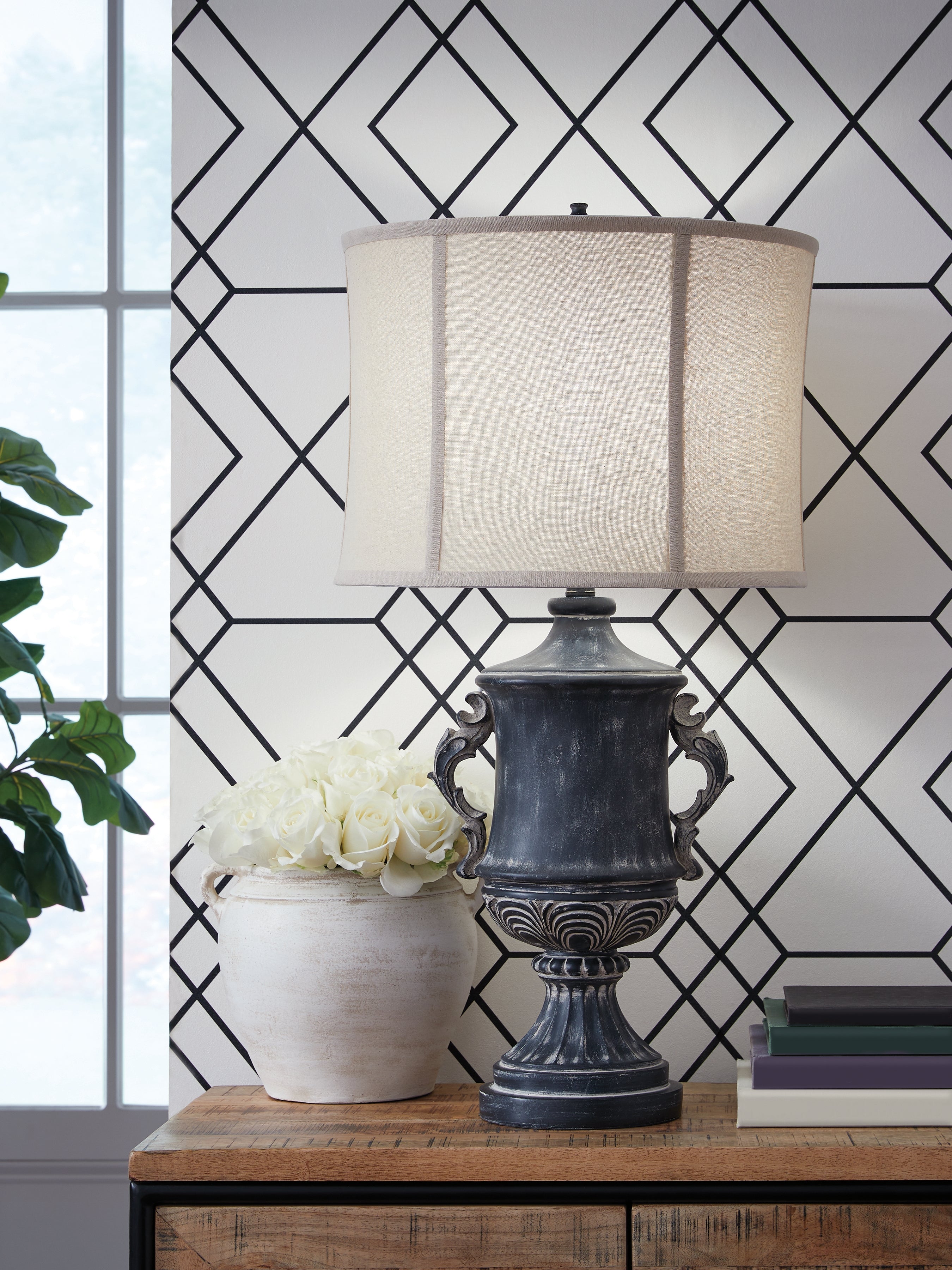 Coral Furniture - Ashley Furniture - Morvanford Lighting - Poly Table Lamp (1/CN) / Antique Black - L235834