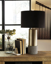 Coral Furniture - Ashley Furniture - Jacek Lighting - Metal Table Lamp (Set of 2) / Gray/Brass Finish - L243164