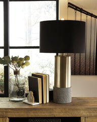 Coral Furniture - Ashley Furniture - Jacek Lighting - Metal Table Lamp (Set of 2) / Gray/Brass Finish - L243164