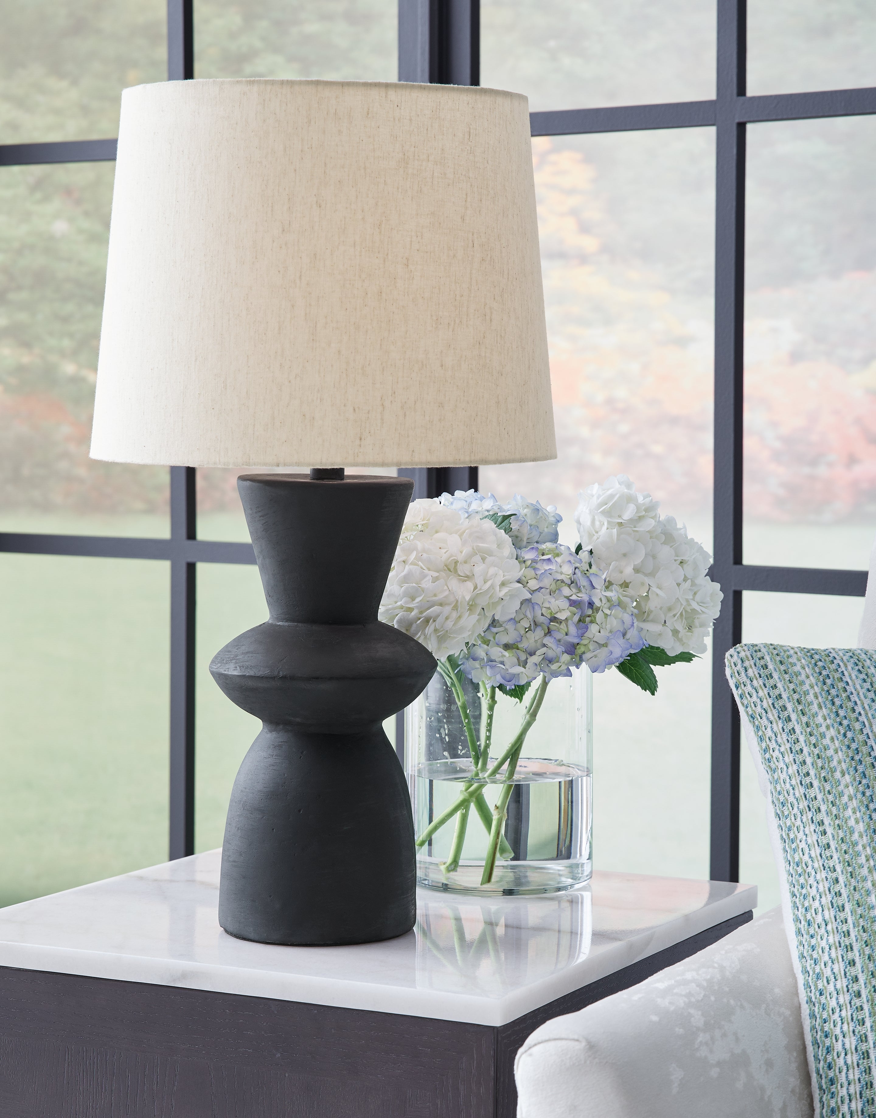 Coral Furniture - Ashley Furniture - Scarbot Lighting - Paper Table Lamp (Set of 2) / Distressed Black - L243354