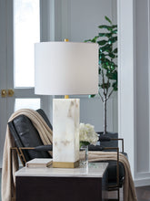 Coral Furniture - Ashley Furniture - Linderfield Lighting - Alabaster Table Lamp (1/CN) / White/Gold Finish - L429094