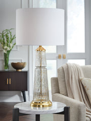 Coral Furniture - Ashley Furniture - Bakersboro Lighting - Glass Table Lamp (1/CN) / Clear/Gold Finish - L430884