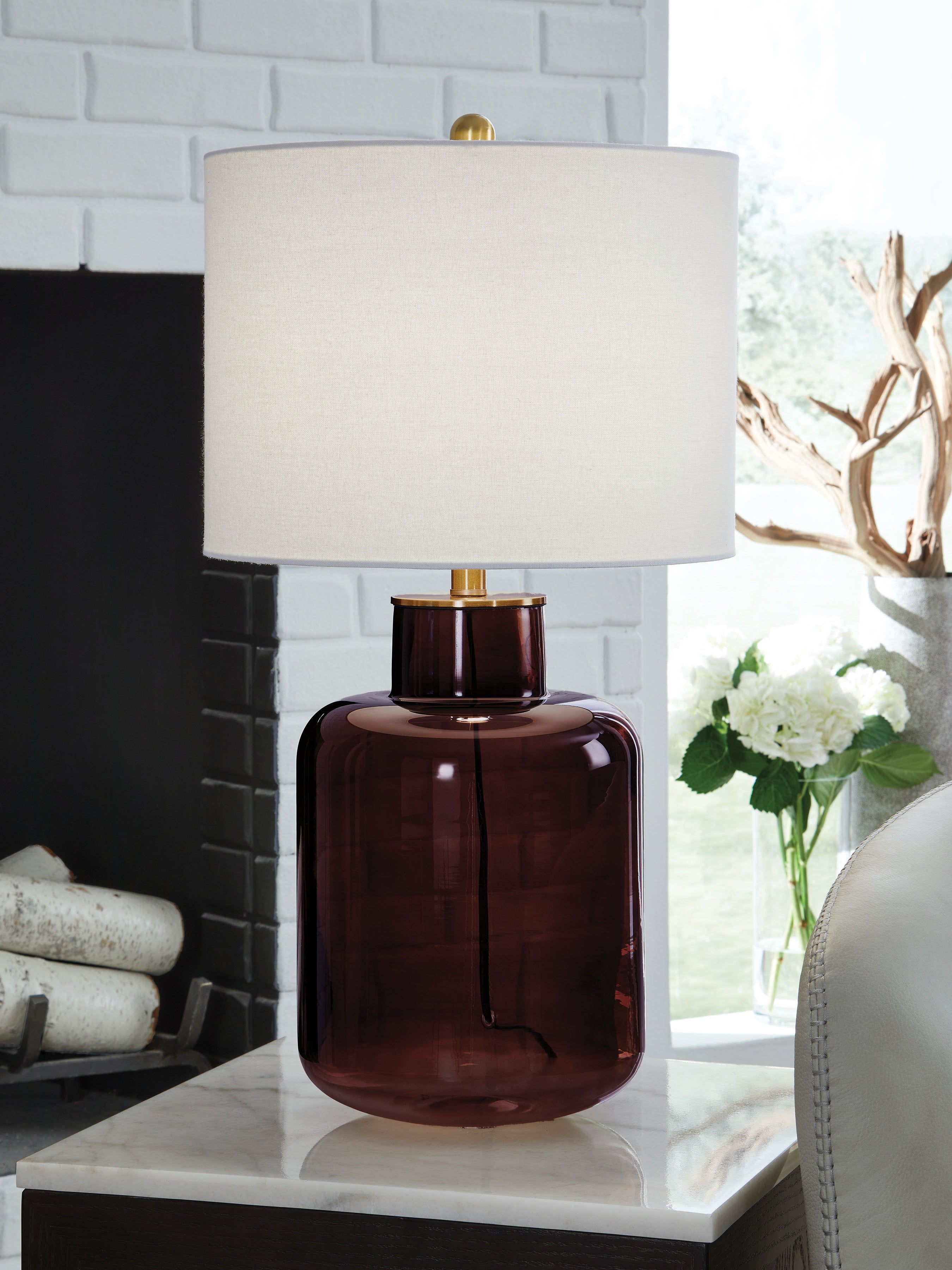 Coral Furniture - Ashley Furniture - Mette Lighting - Glass Table Lamp (1/CN) / Brown/Gold Finish - L430924