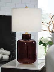 Coral Furniture - Ashley Furniture - Mette Lighting - Glass Table Lamp (1/CN) / Brown/Gold Finish - L430924