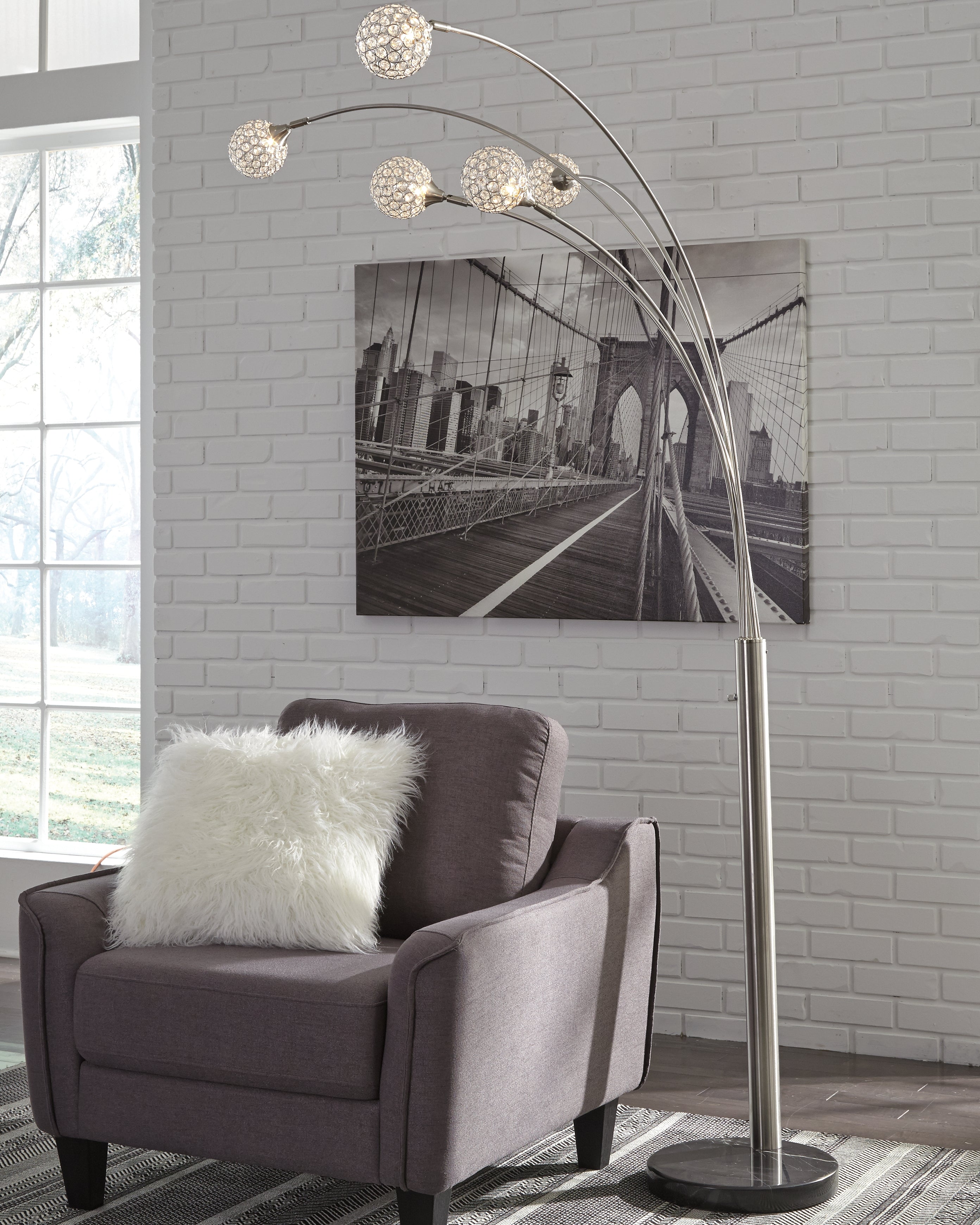 Coral Furniture - Ashley Furniture - Winter Lighting - Metal Arc Lamp (1/CN) / Silver Finish - L725089