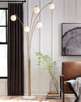 Coral Furniture - Ashley Furniture - Taliya Lighting - Metal Arc Lamp (1/CN) / Champagne/White - L725119