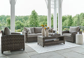 Coral Furniture - Ashley Furniture - Oasis Court Outdoor - Sofa/Chairs/Table Set (4/CN) / Gray - P335-081