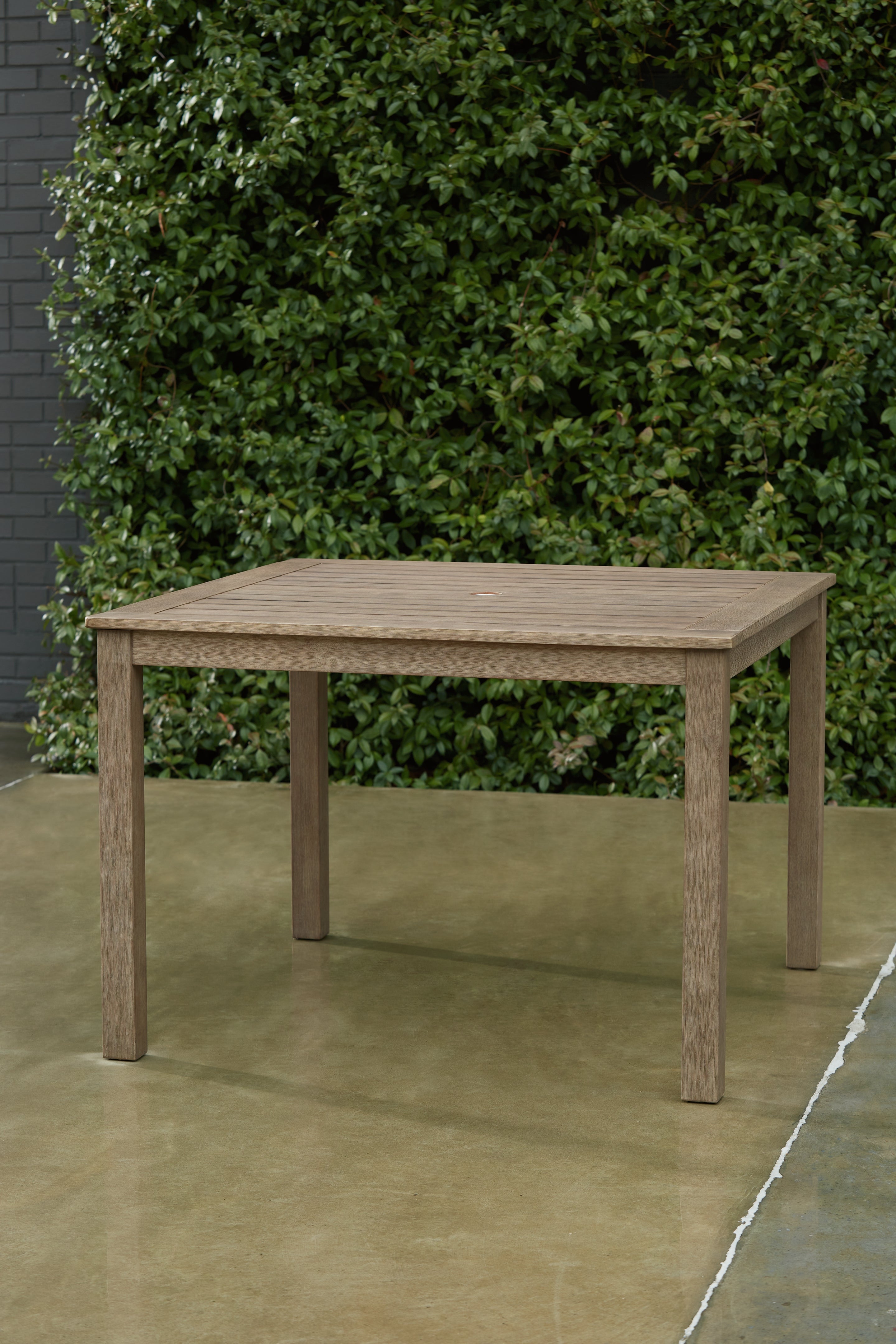 Coral Furniture - Ashley Furniture - Aria Plains Outdoor - Square Dining Table w/UMB OPT / Brown - P359-615