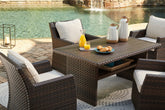 Coral Furniture - Ashley Furniture - Easy Isle Outdoor - RECT Multi-Use Table / Dark Brown/Beige - P455-625