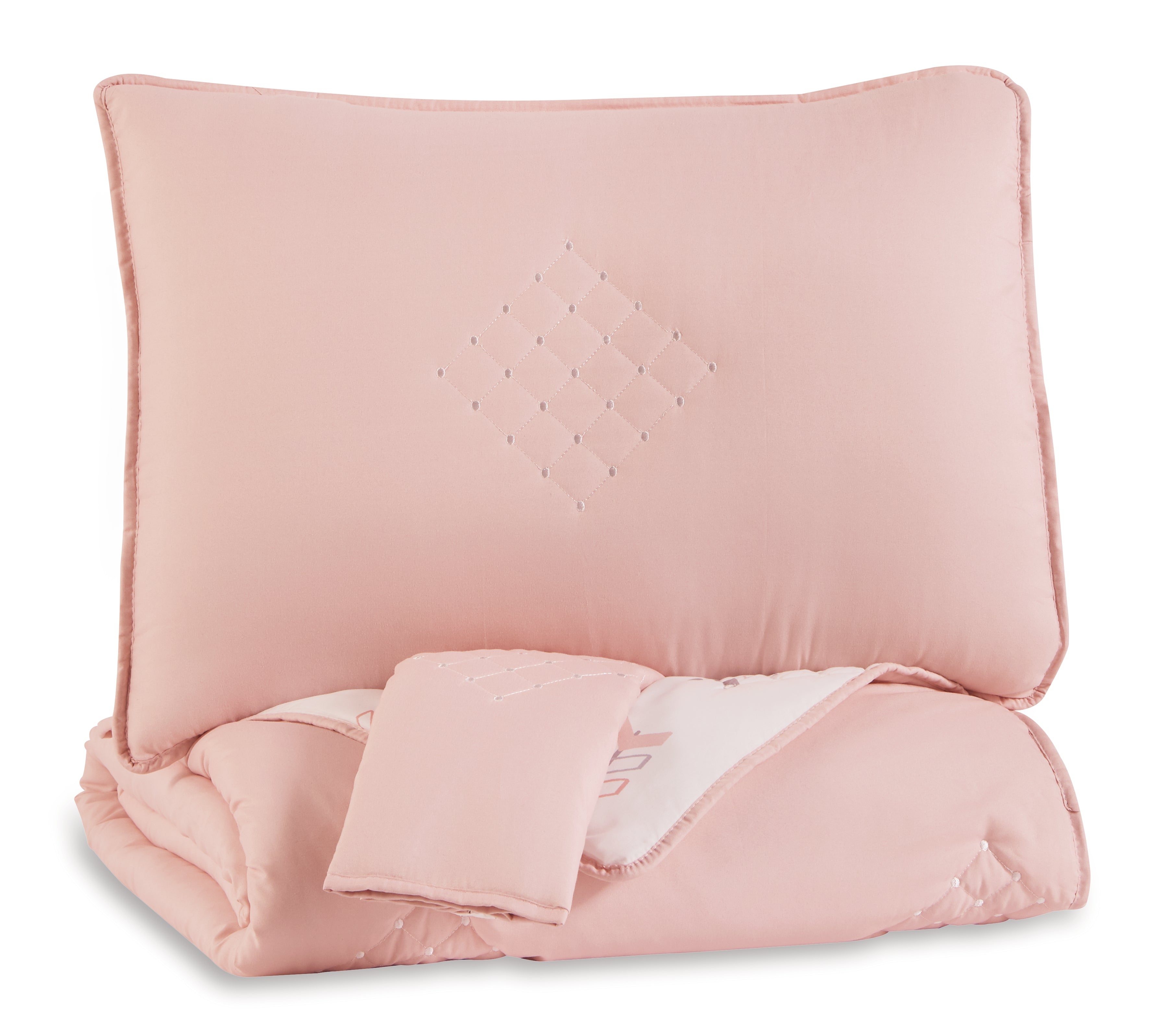 Coral Furniture - Ashley Furniture - Lexann Full Comforter Set - Full Comforter Set / Pink/White/Gray - Q901003F