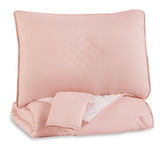 Coral Furniture - Ashley Furniture - Lexann Full Comforter Set - Full Comforter Set / Pink/White/Gray - Q901003F
