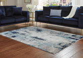 Coral Furniture - Ashley Furniture - Leonelle Rug - 7'10" x 10' Rug / White/Blue/Gray - R404871