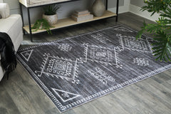 Coral Furniture - Ashley Furniture - Arloman Rug - 5' x 7' Washable Rug / Black/Cream/Gray - R405932