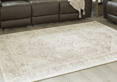 Coral Furniture - Ashley Furniture - Gatwell Rug - 8' x 10' Rug / Ivory/Gray/Tan - R406511