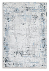 Coral Furniture - Ashley Furniture - Emertonly Rug - 8' x 10' Washable Rug / Blue/White/Gray - R406981