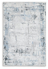 Coral Furniture - Ashley Furniture - Emertonly Rug - 8' x 10' Washable Rug / Blue/White/Gray - R406981