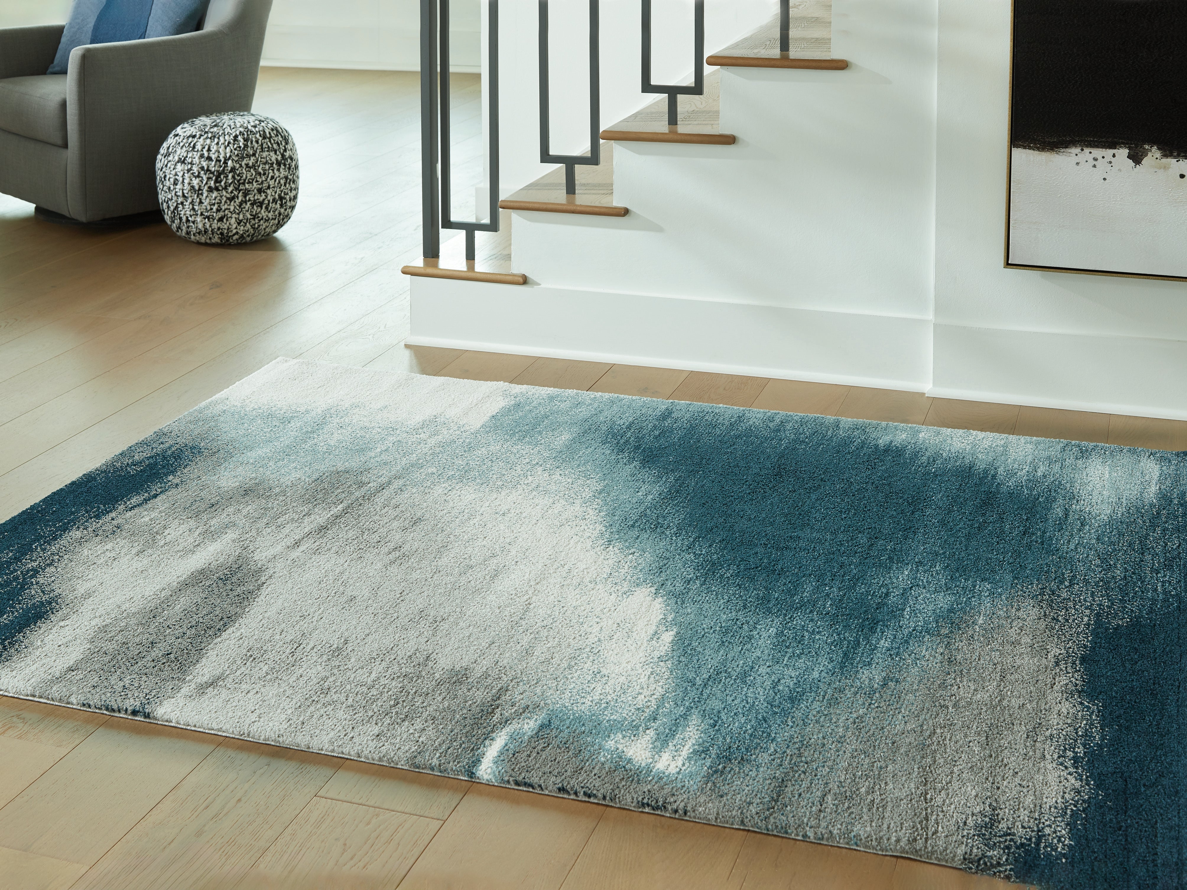 Coral Furniture - Ashley Furniture - Brentward Rug - 8' x 10' Rug / Blue/Gray/Ivory - R407081