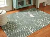 Coral Furniture - Ashley Furniture - Cayworth Rug - 5' x 7' Rug / Teal/White - R407092