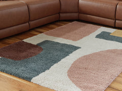 Coral Furniture - Ashley Furniture - Flynnwick Rug - 5' x 7' Rug / Cream/Pink/Gray - R407182