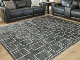 Coral Furniture - Ashley Furniture - Elderland Rug - Washable 5' x 7' Area Rug / Black/Gray - R407402
