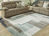 Coral Furniture - Ashley Furniture - Larkport Rug - Washable 5' x 7' Area Rug / Cream/Brown/Gray - R407412
