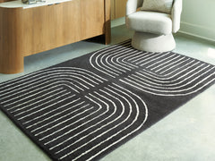 Coral Furniture - Ashley Furniture - Eldonmore Rug - 5' x 7' Area Rug / Black/Ivory - R407572