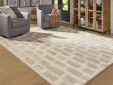 Coral Furniture - Ashley Furniture - Lisgrove Rug - 7'8" x 10' Area Rug / Tan/Brown/White - R407711