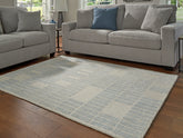 Coral Furniture - Ashley Furniture - Dylanton Rug - 5' x 7' Area Rug / Ivory/Blue - R407812