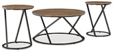Coral Furniture - Ashley Furniture - Cassbryn Table (Set of 3) - Occasional Table Set (3/CN) / Brown/Black - T152-13