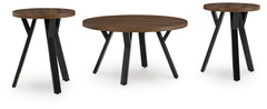 Coral Furniture - Ashley Furniture - Elbrynn Table (Set of 3) - Occasional Table Set (3/CN) / Brown/Black - T153-13