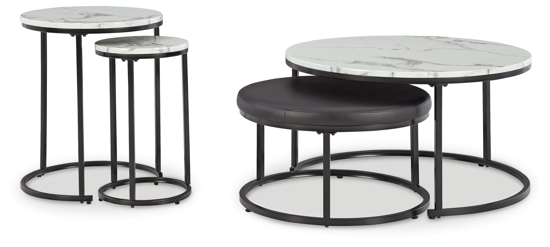 Coral Furniture - Ashley Furniture - Jusmour Table (Set of 4) - Occasional Nesting TBL (4/CN) / Black/White - T161-14