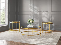 Coral Furniture - Ashley Furniture - Pearlox Table (Set of 3) - Occasional Table Set (3/CN) / Gold - T173-13