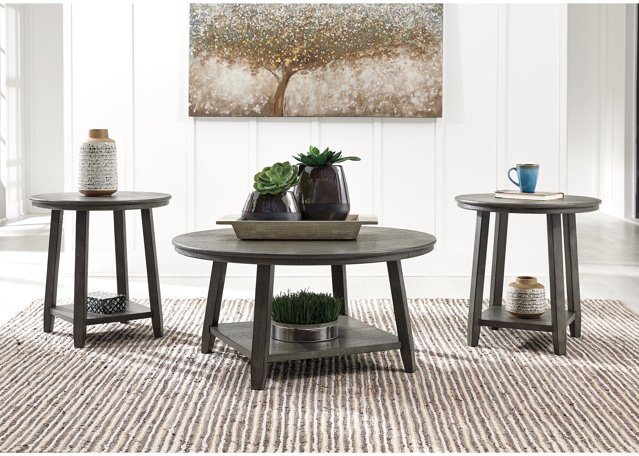 Coral Furniture - Ashley Furniture - Caitbrook Table (Set of 3) - Occasional Table Set (3/CN) / Gray - T188-13