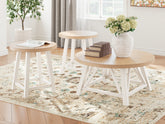 Coral Furniture - Ashley Furniture - Fawndell Table (Set of 3) - Occasional Table Set (3/CN) / Antique White/Brown - T193-13