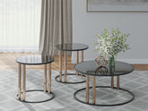 Coral Furniture - Ashley Furniture - Hannerly Table (Set of 3) - Occasional Table Set (3/CN) / Black/Gold Finish - T219-13