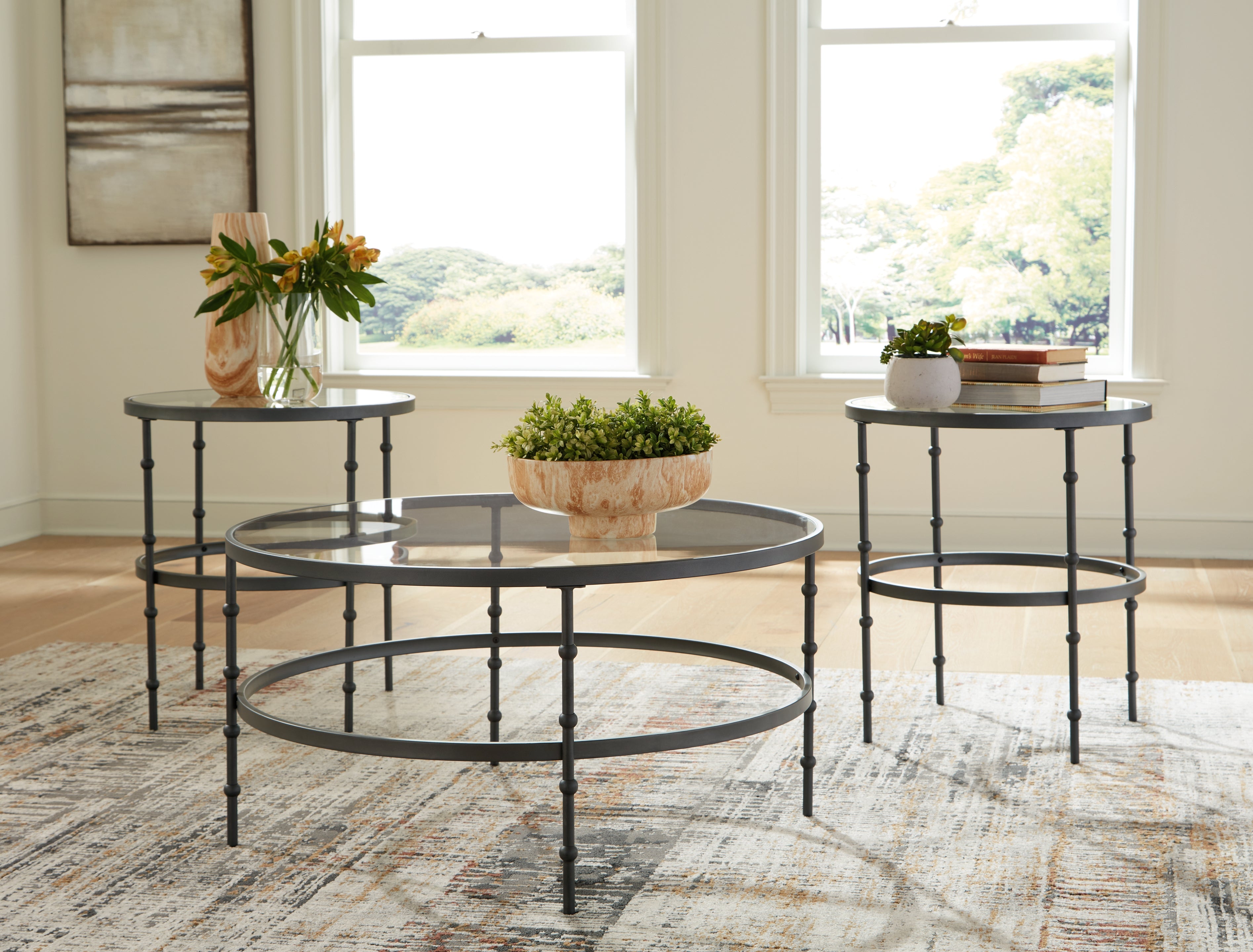 Coral Furniture - Ashley Furniture - Kellyco Table (Set of 3) - Occasional Table Set (3/CN) / Gunmetal - T246-13