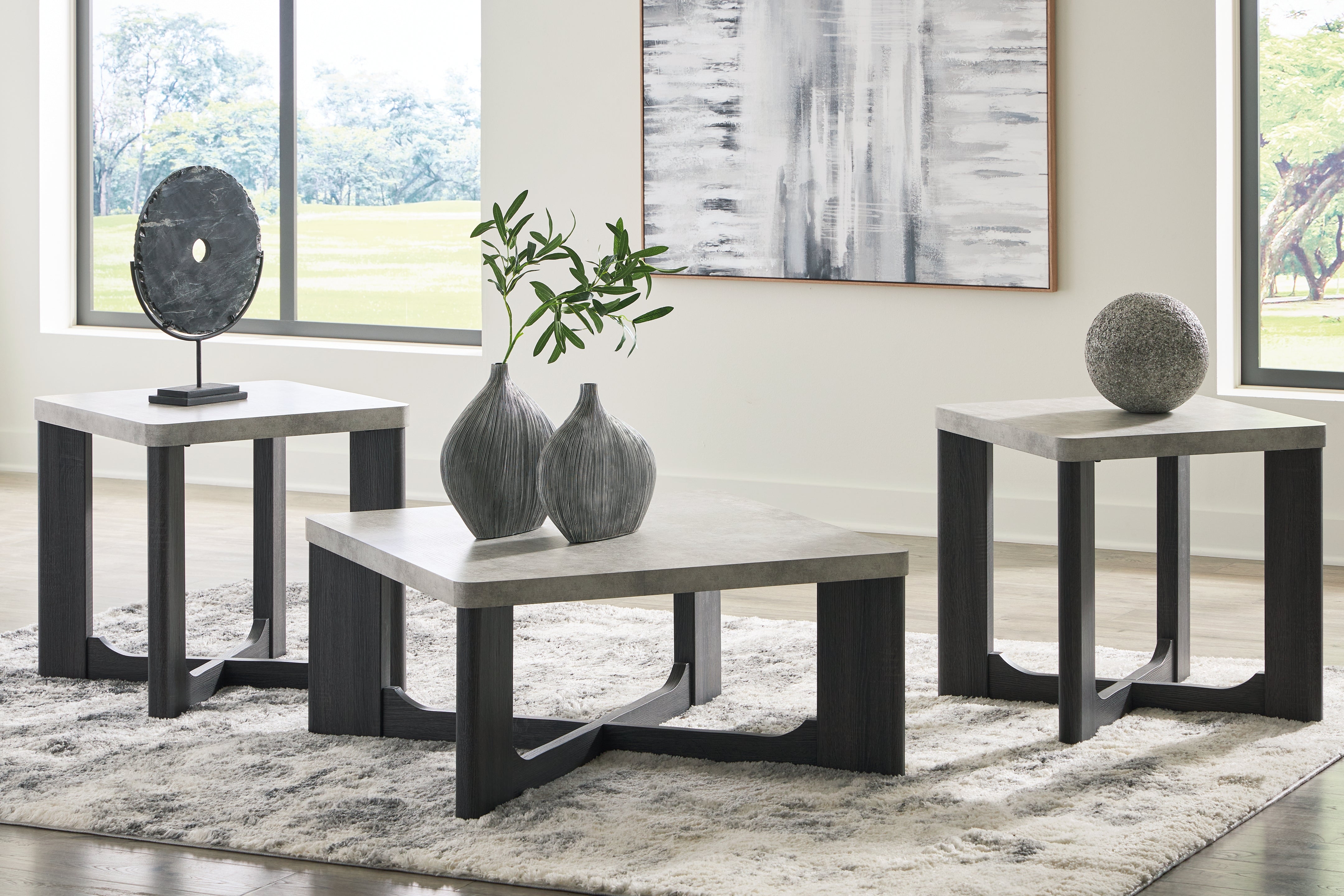 Coral Furniture - Ashley Furniture - Sharstorm Table (Set of 3) - Occasional Table Set (3/CN) / Two-tone Gray - T251-13