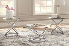 Coral Furniture - Ashley Furniture - Hollynyx Table (Set of 3) - Occasional Table Set (3/CN) / Chrome Finish - T270-13