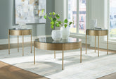 Coral Furniture - Ashley Furniture - Jettaya Table (Set of 3) - Occasional Table Set (3/CN) / Brushed Brass - T285-13