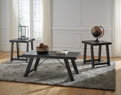 Coral Furniture - Ashley Furniture - Noorbrook Table (Set of 3) - Occasional Table Set (3/CN) / Black/Pewter - T351-13